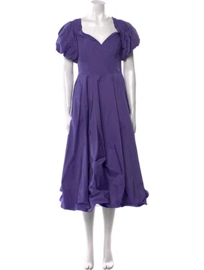 Pre-owned Marchesa Notte Square Neckline Midi Length Dress In Purple