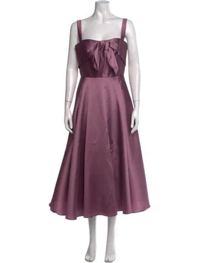 Pre-owned Marchesa Notte Square Neckline Midi Length Dress In Purple