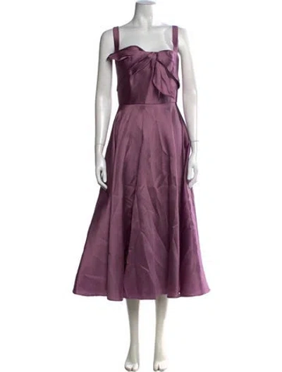 Pre-owned Marchesa Notte Square Neckline Midi Length Dress In Purple