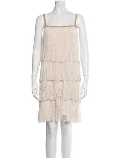 Pre-owned Marchesa Notte Square Neckline Mini Dress In Neutrals