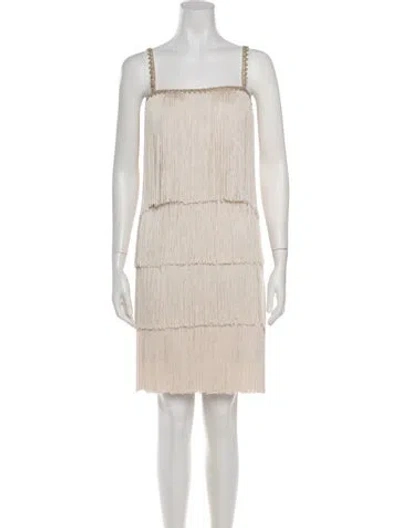 Pre-owned Marchesa Notte Square Neckline Mini Dress In Neutrals