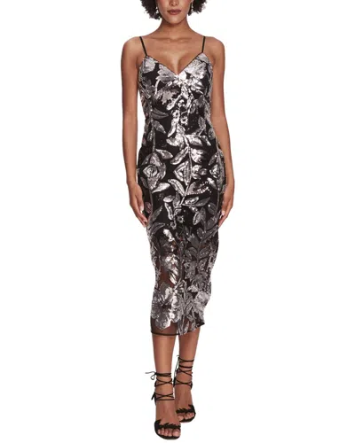Marchesa Notte Stone Dress In Silver