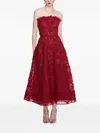 Marchesa Notte Strapless Corded-lace Midi Dress