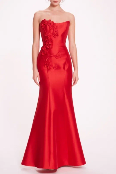 Marchesa Notte Strapless Floral Silk Gown In Multi