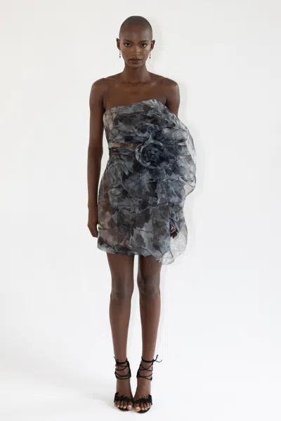 Marchesa Notte Strapless Flower Mini Dress In Multi