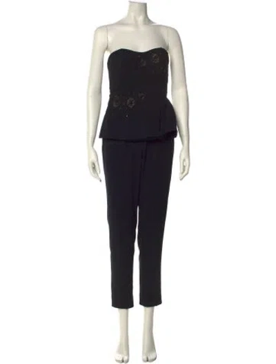 Pre-owned Marchesa Notte Strapless Jumpsuit In Black