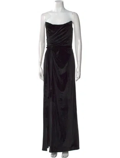 Pre-owned Marchesa Notte Strapless Long Dress In Black