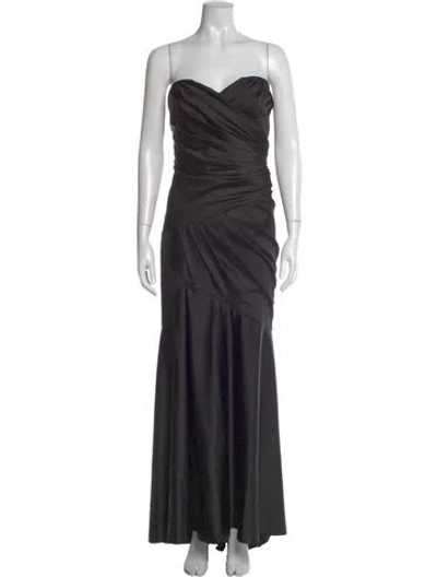 Pre-owned Marchesa Notte Strapless Long Dress In Black