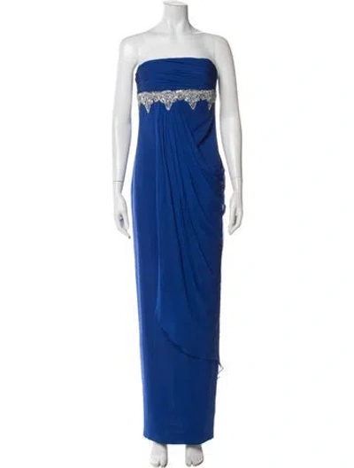 Pre-owned Marchesa Notte Strapless Long Dress In Blue
