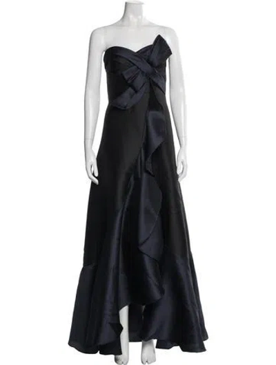 Pre-owned Marchesa Notte Strapless Long Dress In Blue