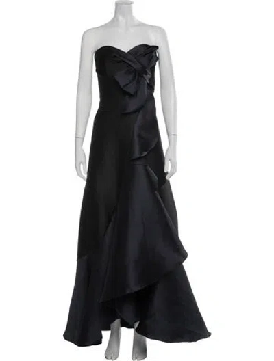 Pre-owned Marchesa Notte Strapless Long Dress In Blue