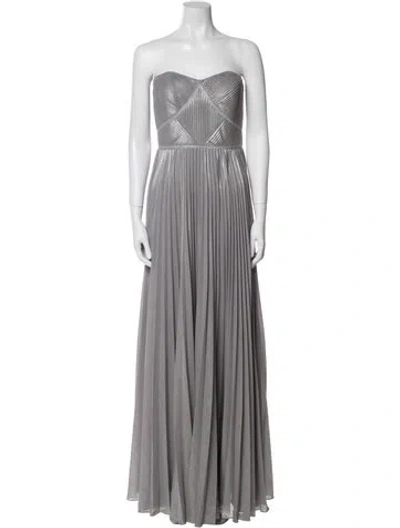 Pre-owned Marchesa Notte Strapless Long Dress In Gray