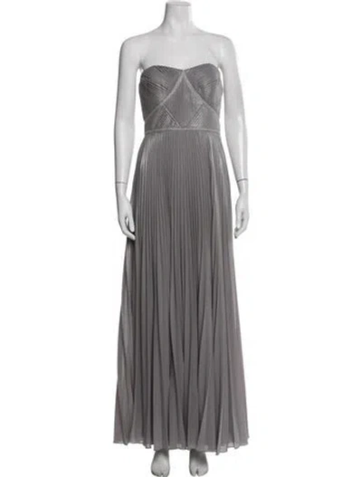 Pre-owned Marchesa Notte Strapless Long Dress In Gray