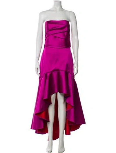 Pre-owned Marchesa Notte Strapless Long Dress In Pink
