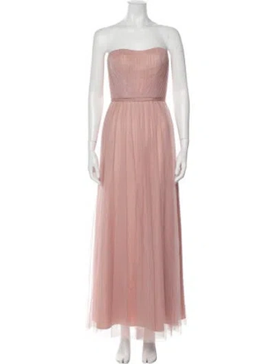Pre-owned Marchesa Notte Strapless Long Dress In Pink