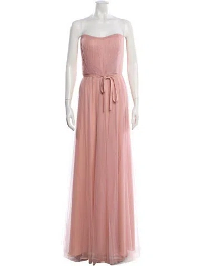 Pre-owned Marchesa Notte Strapless Long Dress In Pink