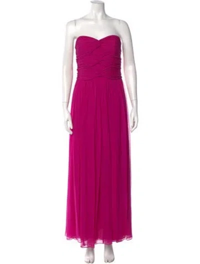 Pre-owned Marchesa Notte Strapless Long Dress In Pink