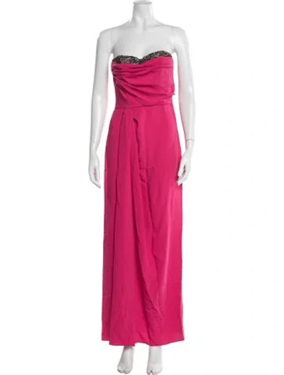 Pre-owned Marchesa Notte Strapless Long Dress In Red