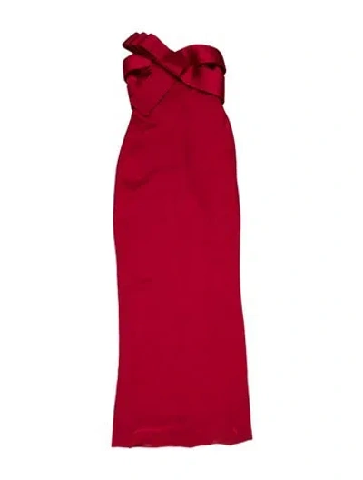 Pre-owned Marchesa Notte Strapless Long Dress In Red