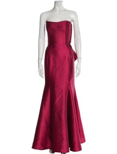 Pre-owned Marchesa Notte Strapless Long Dress In Red