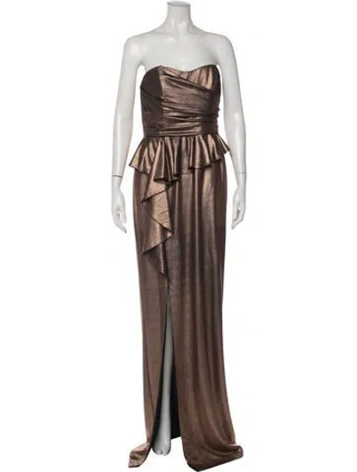 Pre-owned Marchesa Notte Strapless Long Dress In Silver