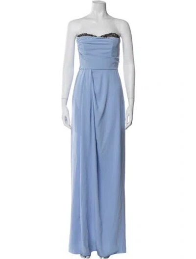 Pre-owned Marchesa Notte Strapless Long Dress W/ Tags In Blue