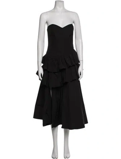 Pre-owned Marchesa Notte Strapless Midi Length Dress In Black