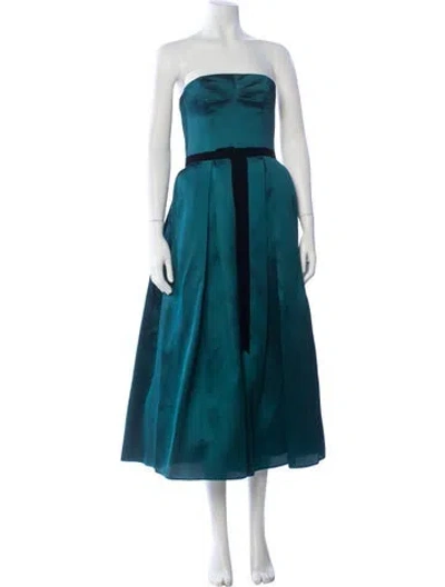 Pre-owned Marchesa Notte Strapless Midi Length Dress In Blue