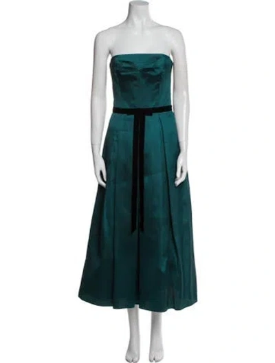 Pre-owned Marchesa Notte Strapless Midi Length Dress In Green
