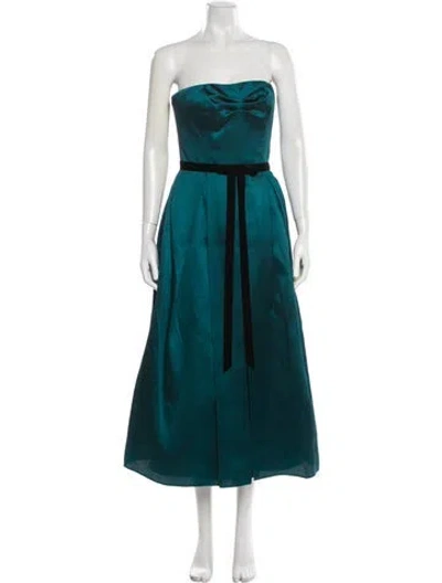 Pre-owned Marchesa Notte Strapless Midi Length Dress W/ Tags In Green
