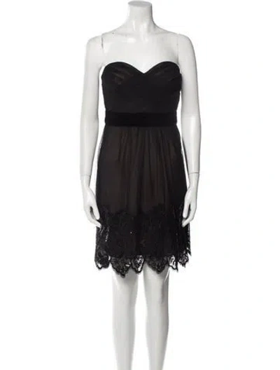 Pre-owned Marchesa Notte Strapless Mini Dress In Black