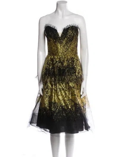 Pre-owned Marchesa Notte Strapless Mini Dress In Black