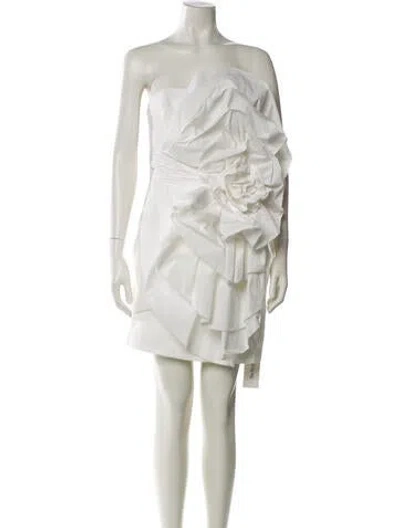 Pre-owned Marchesa Notte Strapless Mini Dress W/ Tags In White