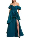 Marchesa Notte Off-shoulder Ruffle Taffeta Gown