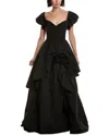 Marchesa Notte Taffeta Gown In Black