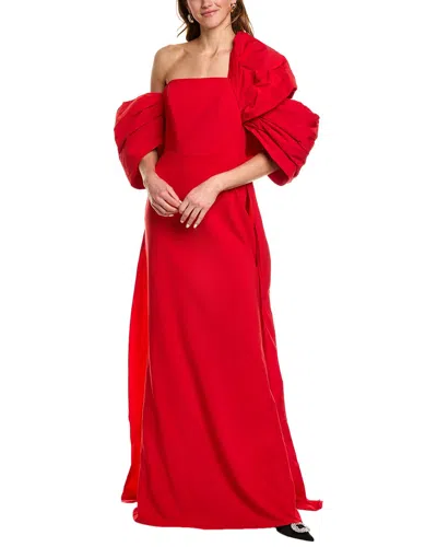 Marchesa Notte Taffeta Gown In Red