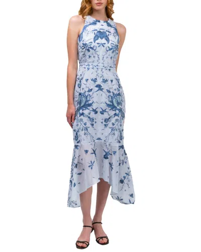 Marchesa Notte Threadwork Voile Handkerchief Dress In Multi