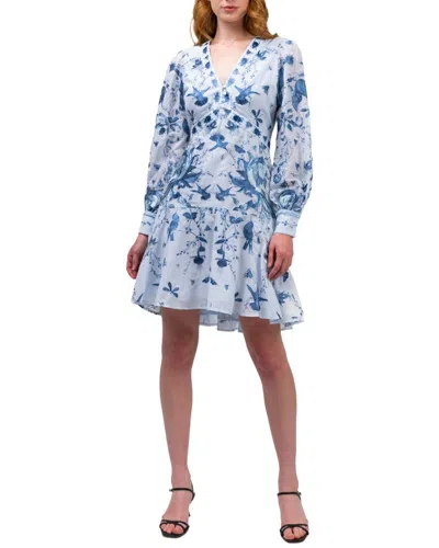 Marchesa Notte Threadwork Voile Mini Dress