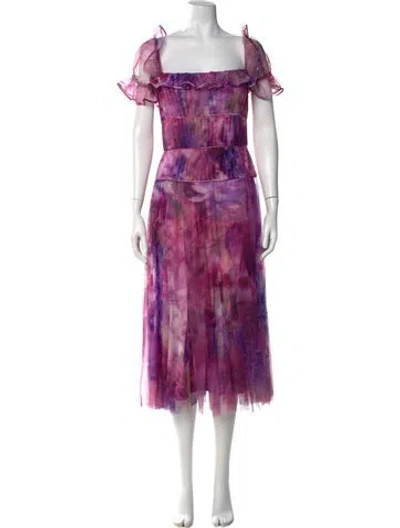 Pre-owned Marchesa Notte Tie-dye Print Knee-length Dress W/ Tags In Multi