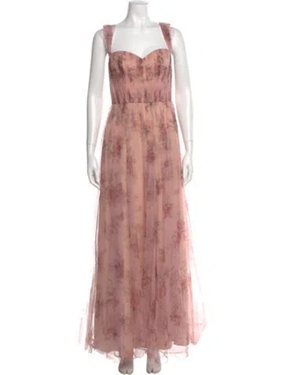 Pre-owned Marchesa Notte Tie-dye Print Long Dress In Pink