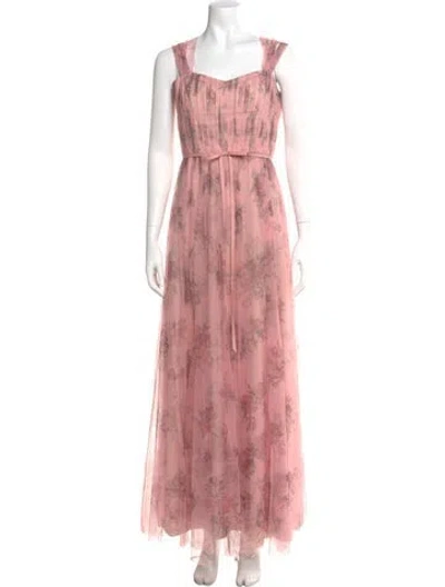 Pre-owned Marchesa Notte Tie-dye Print Long Dress In Pink