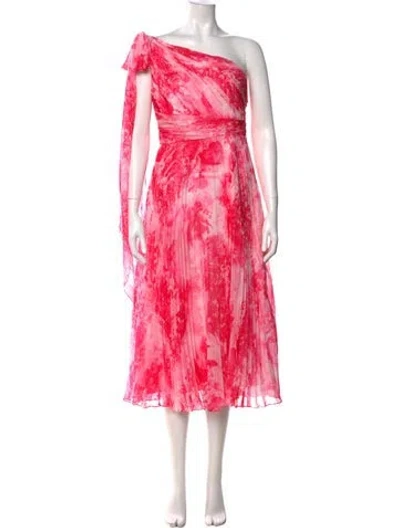 Pre-owned Marchesa Notte Tie-dye Print Midi Length Dress W/ Tags In Pink
