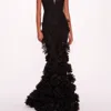 MARCHESA NOTTE TULLE ROSETTE GOWN