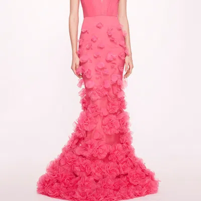 Marchesa Notte Tulle Rosette Gown In Pink
