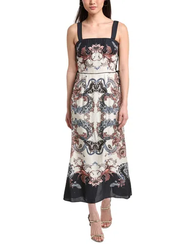 Marchesa Notte Twill Square Neck Sleeveless Dress In Blue