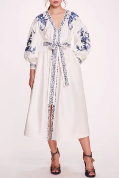 Marchesa Notte V-neck Floral Embroidered Dress In Multi