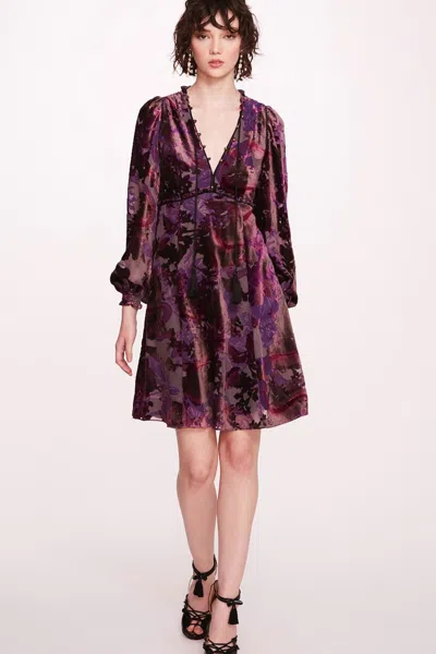 Marchesa Notte Velvet Burnout Mini Dress In Multi