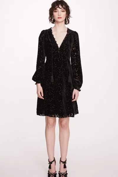 Marchesa Notte Velvet Burnout Mini-dress In Multi