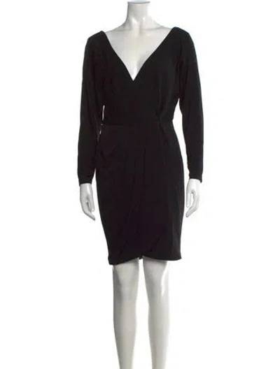Pre-owned Marchesa Notte V-neck Knee-length Dress In Black