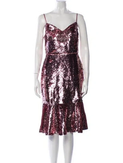 Pre-owned Marchesa Notte V-neck Knee-length Dress W/ Tags In Pink